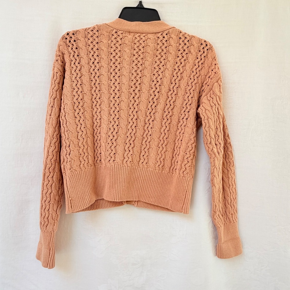 Marc New York Andrew Marc Peach Cable Knit Cotton Cardigan Sweater Womens Small - Picture 3 of 10